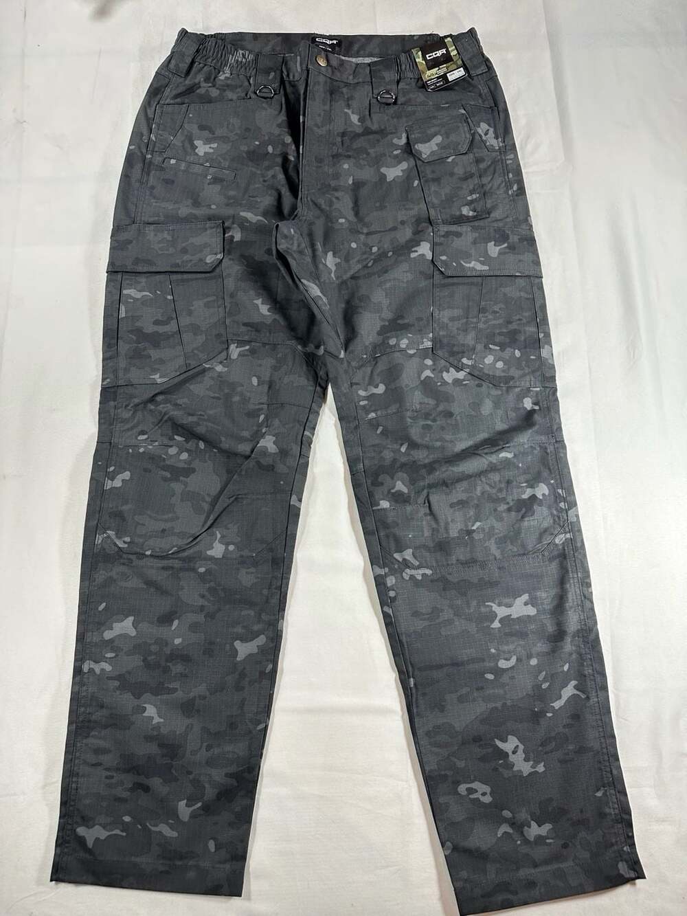 CQR Gear Men's Tactical Ripstop Cargo Pants Utility Camo Black TLP135